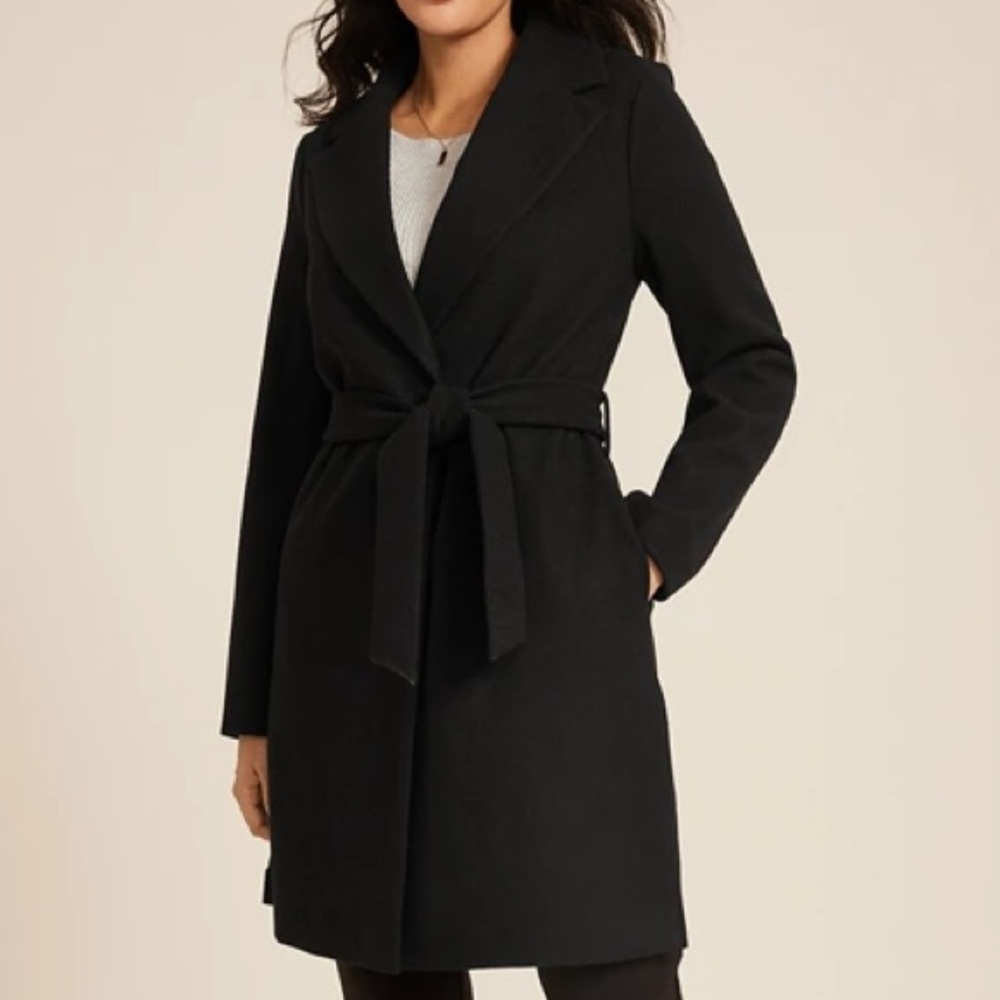 Maurices Black Wrap Coat with Tie Waist with pockets !!